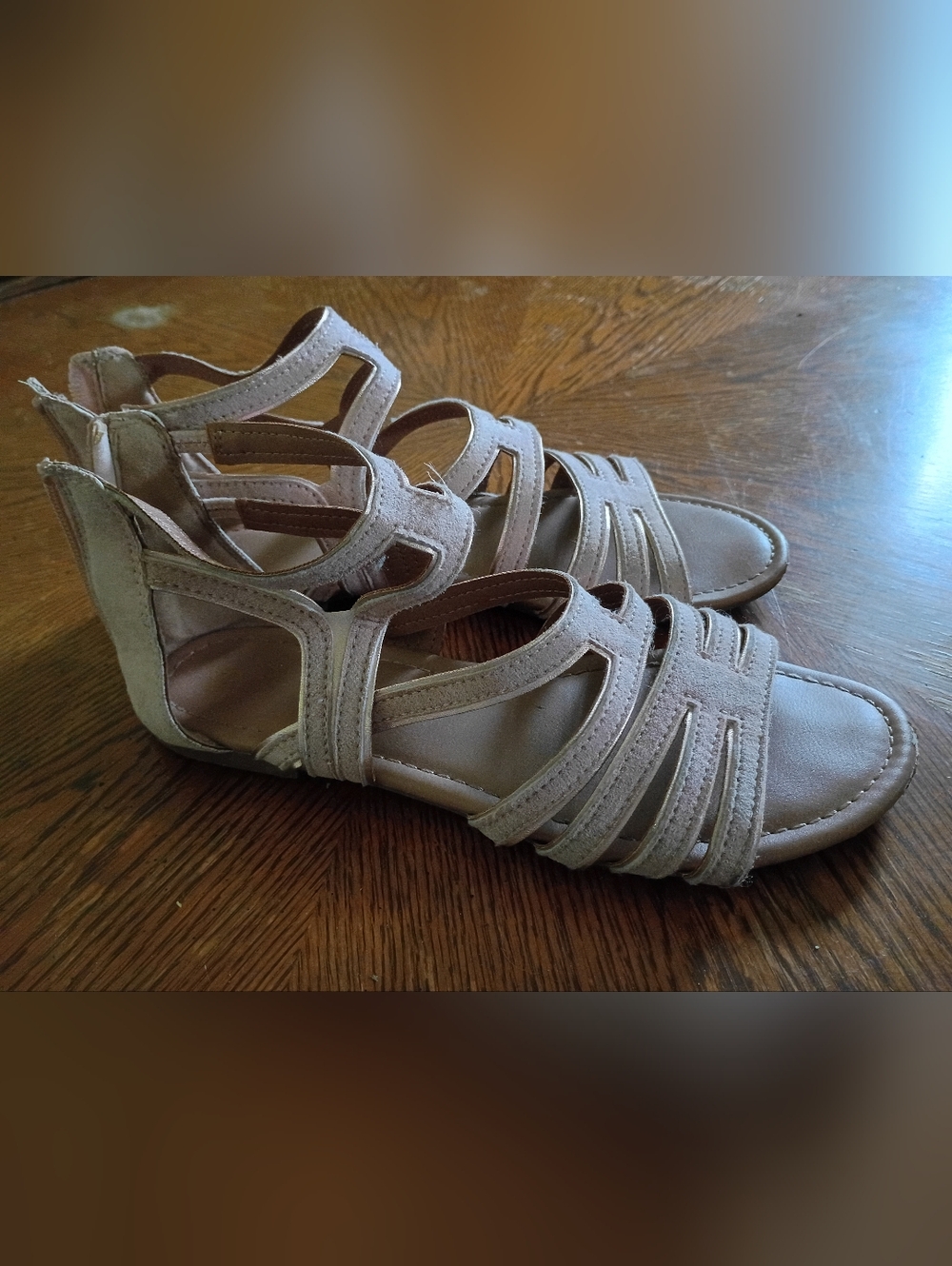 Women's Pink/Gold Strappy Zip Back So Brand Sandals